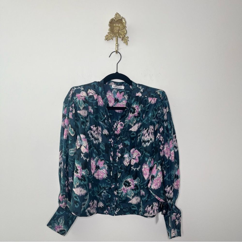 Maria Cher Silk Button Down Top XS
